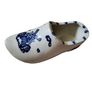 VTG Geerlings GRHS Blue Delft Flower Clog Shoe Windmill Holland Dutch Planter
